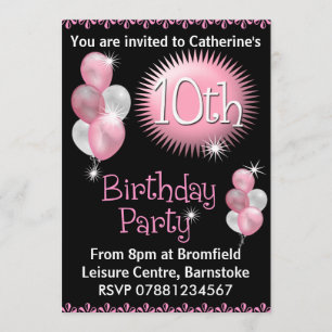 10th Birthday Party Invitation