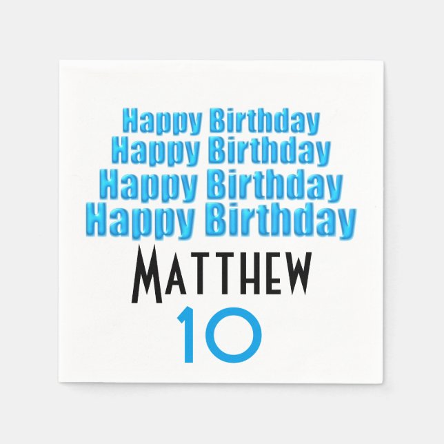 10th Birthday Party Personalised Paper Napkins (Front)