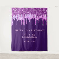 10th Birthday party purple pink glitter drip girl
