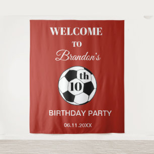 10th Birthday Party Soccer Green Boys Sports Tapestry