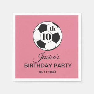 10th Birthday Party Soccer Pink Girls Sports Napkin