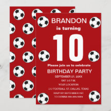 10th Birthday Party Soccer Red Boys Sports