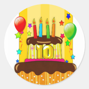 10th birthday party stickers - 10th birthday stick