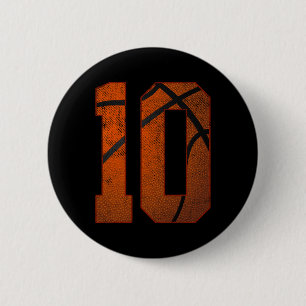 10th Birthday Party Ten 10 Year Old Basketball Bda 6 Cm Round Badge