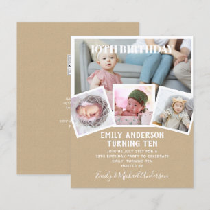10TH Birthday Photo Collage Invite Boy Girl Mixed