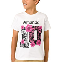 10th Birthday Pink Zebra Custom Name B01