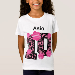 10th Birthday Pink Zebra Custom Name V025A3 T-Shirt
