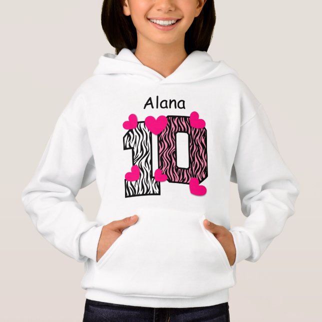 10th Birthday Pink Zebra Custom Name V025A7 (Front)