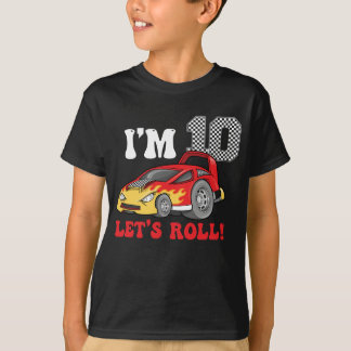 10th Birthday Race Car 10 Year Old Let's Roll T-Shirt