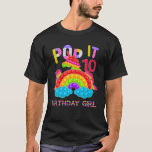 10Th Birthday Rainbow Unicorn Pop It Birthday Girl T-Shirt