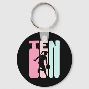 10th Birthday Retro Basketball Player 10 Years Old Key Ring