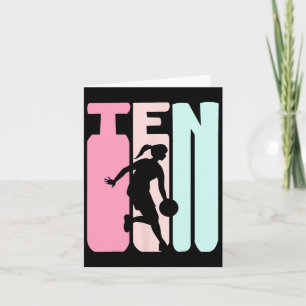 10th Birthday Retro Bysketbyll Player 10 Years Old Card