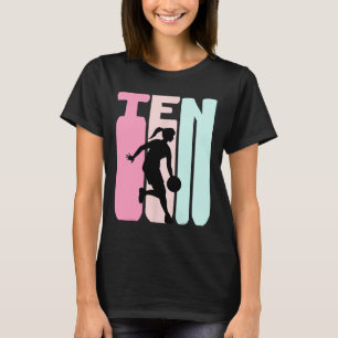 10th Birthday Retro Bysketbyll Player 10 Years Old T-Shirt