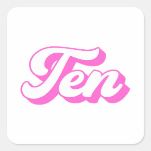 10th Birthday Retro Girl Square Sticker