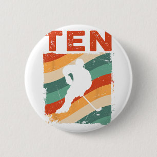 10th Birthday Retro Ice Hockey 10 Years Old Boy Gi 6 Cm Round Badge