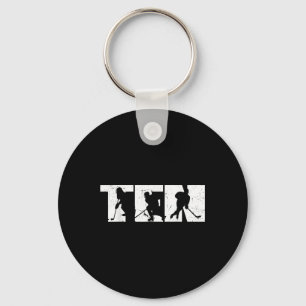10th Birthday Retro Ice Hockey 10 Years Old Boy Gi Key Ring