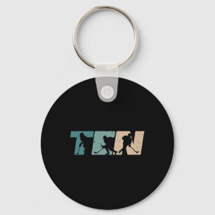 10th Birthday Retro Ice Hockey 10 Years Old Boy Gi Key Ring