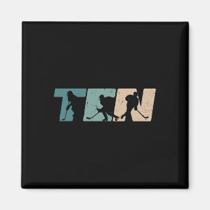 10th Birthday Retro Ice Hockey 10 Years Old Boy Gi Magnet