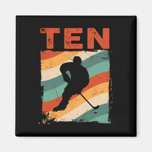 10th Birthday Retro Ice Hockey 10 Years Old Boy Gi Magnet
