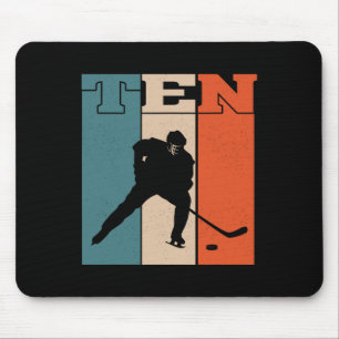 10th Birthday Retro Ice Hockey 10 Years Old Boy Gi Mouse Mat