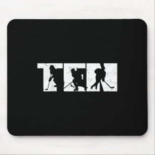 10th Birthday Retro Ice Hockey 10 Years Old Boy Gi Mouse Mat
