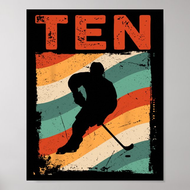 10th Birthday Retro Ice Hockey 10 Years Old Boy Gi Poster (Front)