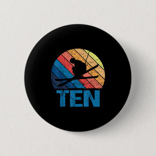 10th Birthday Retro Ski Skiing 10 Year Old Boys Gi 6 Cm Round Badge
