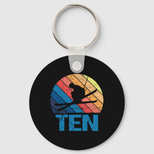 10th Birthday Retro Ski Skiing 10 Year Old Boys Gi Key Ring