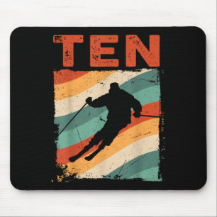 10th Birthday Retro Ski Skiing 10 Year Old Boys Gi Mouse Mat
