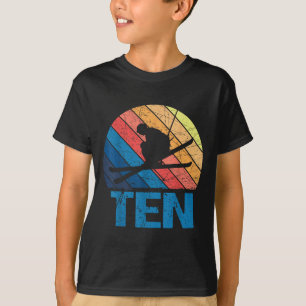 10th Birthday Retro Ski Skiing 10 Year Old Boys Gi T-Shirt