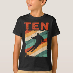 10th Birthday Retro Ski Skiing 10 Year Old Boys Gi T-Shirt