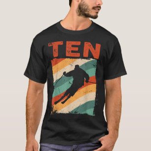 10th Birthday Retro Ski Skiing 10 Year Old Boys Gi T-Shirt
