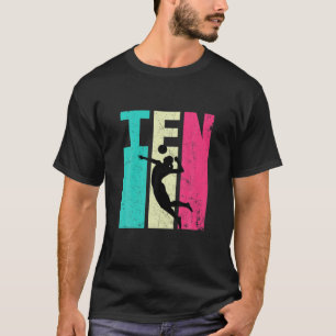 10Th Birthday Retro Volleyball Lovers 10 Years Old T-Shirt