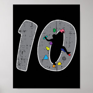 10th Birthday Rock Climbing 10 Year Old Bday Boys Poster