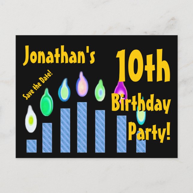 10th Birthday Save the Date Festive Candles V13 Announcement Postcard (Front)