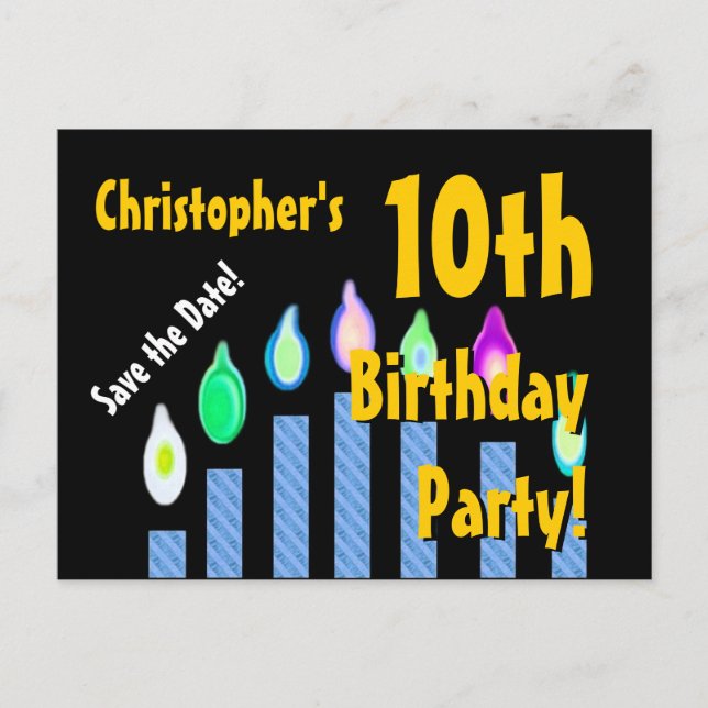10th Birthday Save the Date Festive Candles V13C Announcement Postcard (Front)