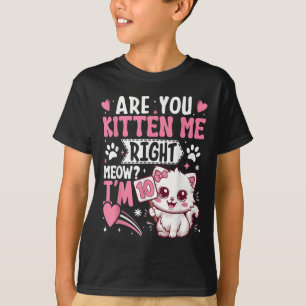 10th Birthday Shirt Girl 10 Year Old Kitten Cat Ha