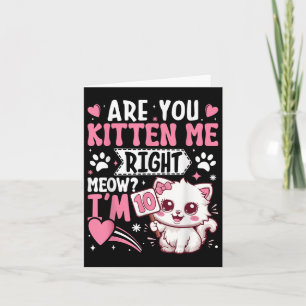 10th Birthday Shirt Girl 10 Year Old Kitten Cat Ha Card
