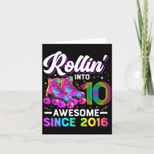 10th Birthday Shirt Girl 10 Year Old Roller Skate  Card