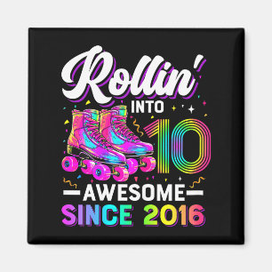10th Birthday Shirt Girl 10 Year Old Roller Skate Magnet
