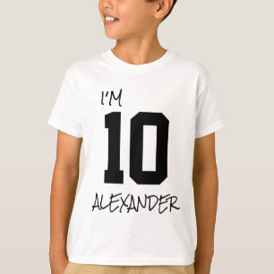 10th Birthday Simple White & Black  T-Shirt