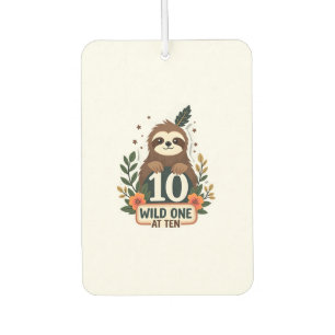 10th Birthday Sloth Vintage Wild One Shirt Car Air Freshener