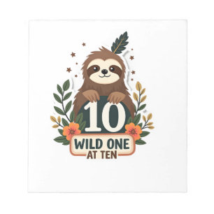 10th Birthday Sloth Vintage Wild One Shirt Notepad