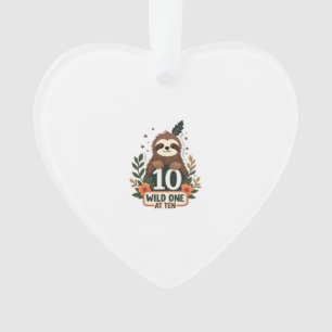 10th Birthday Sloth Vintage Wild One Shirt Ornament