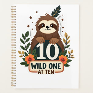 10th Birthday Sloth Vintage Wild One Shirt Planner