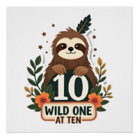 10th Birthday Sloth Vintage Wild One Shirt