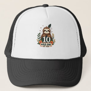 10th Birthday Sloth Vintage Wild One Shirt Trucker Hat