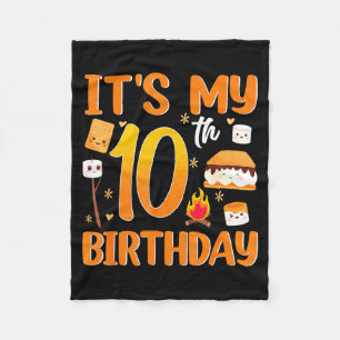 10th birthday s'more theme 10 year old party fleece blanket