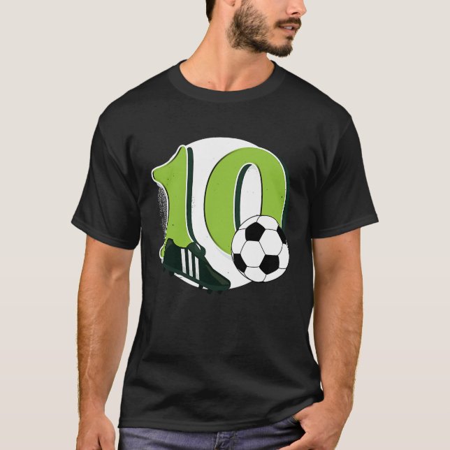 10th Birthday Soccer Big Number 10 Year Old Boy Gi T-Shirt (Front)