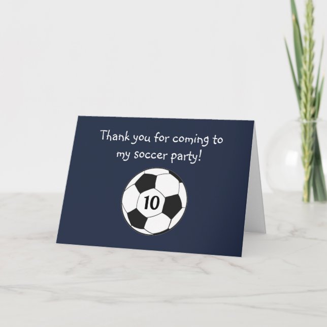 10th Birthday Soccer Sports Boys Kids Thank You Card (Front)